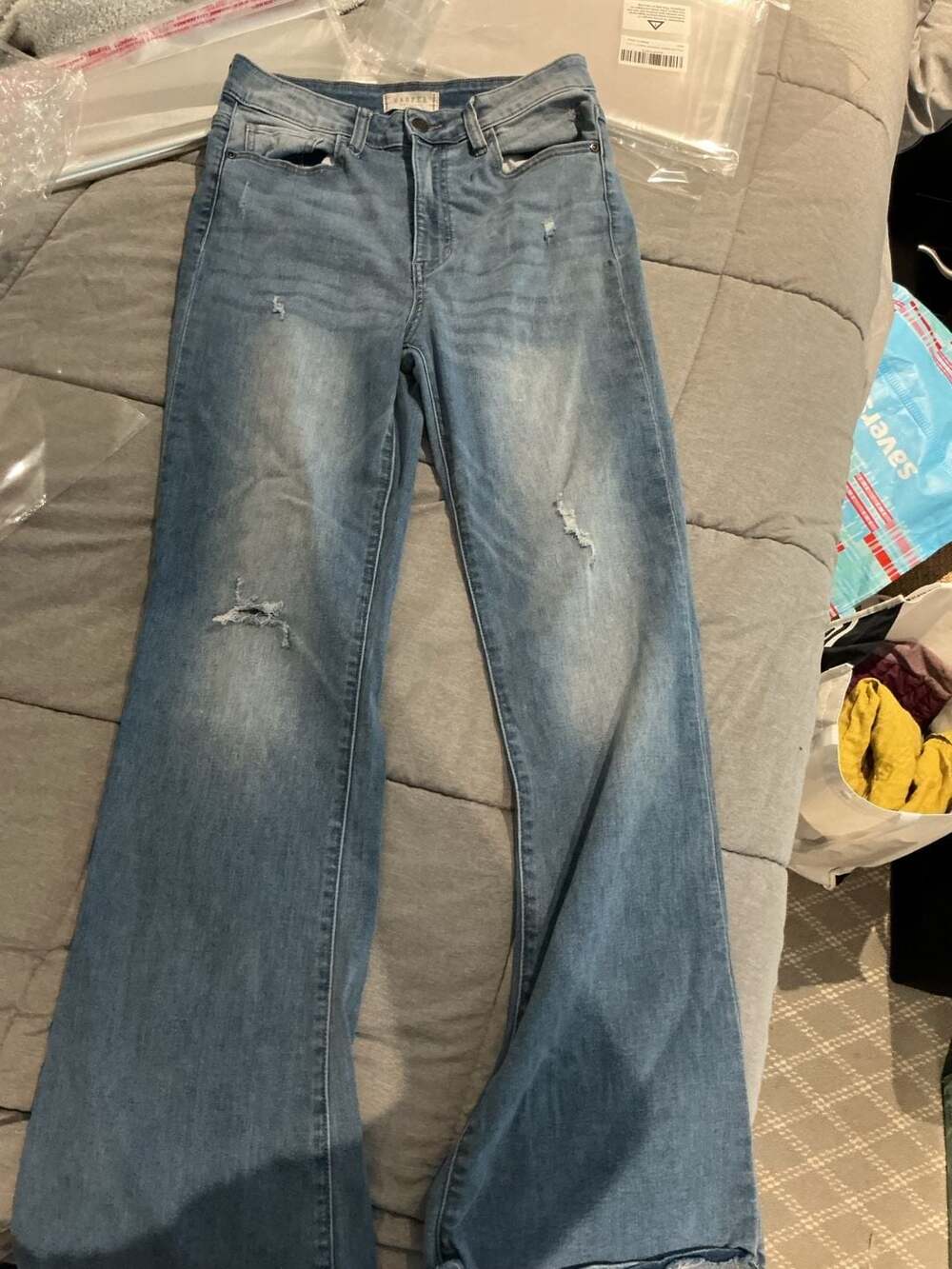 Harper Heritage High Rise Flare Jeans Size 27 Blue Distressed Denim